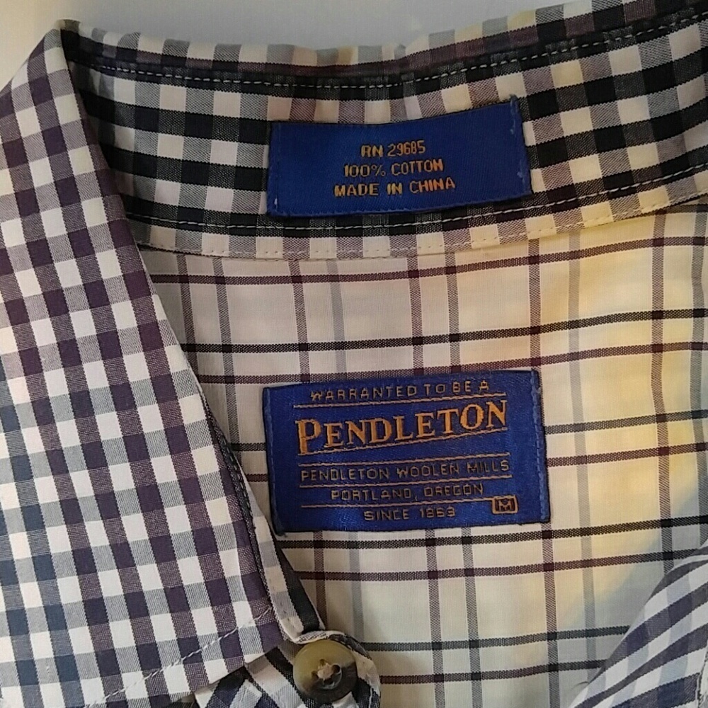 Pendleton Check Button Shirt M - Picture 4 of 6